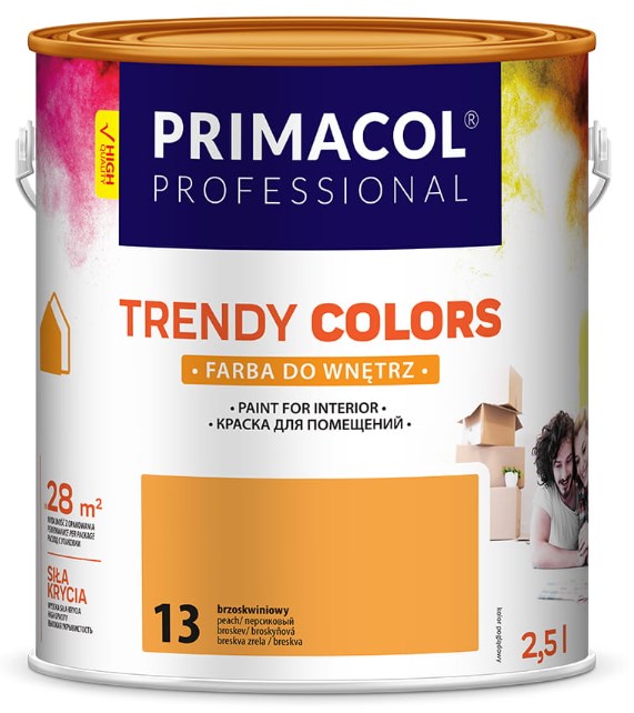 Farba akrylowa Trendy Colors 2,5 l mat brzoskwiniowy do ścian i sufitów